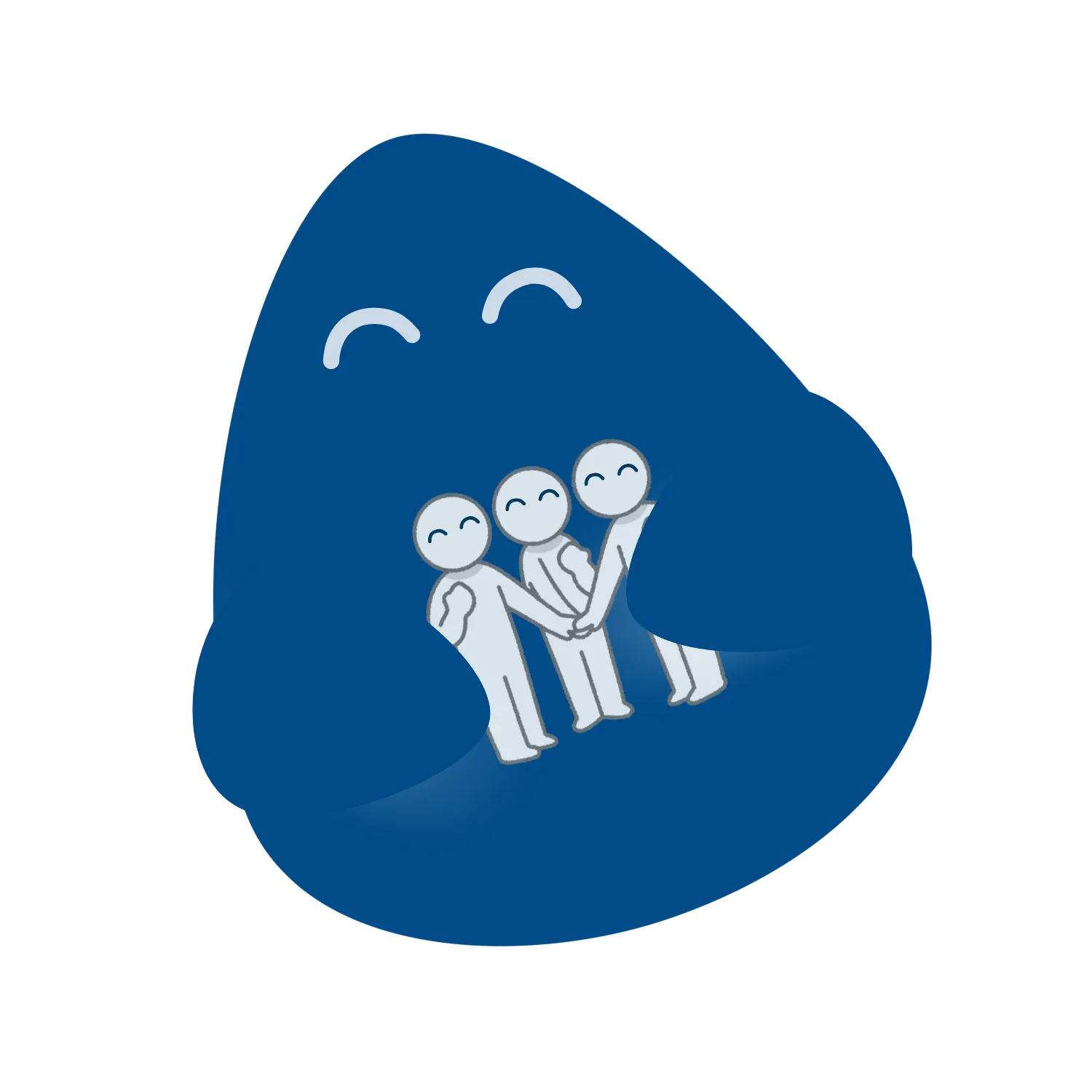 Blått egg som klemmer på tre små menneskefigurer som illustrerer hrm løsning fra columbi for bedrifter