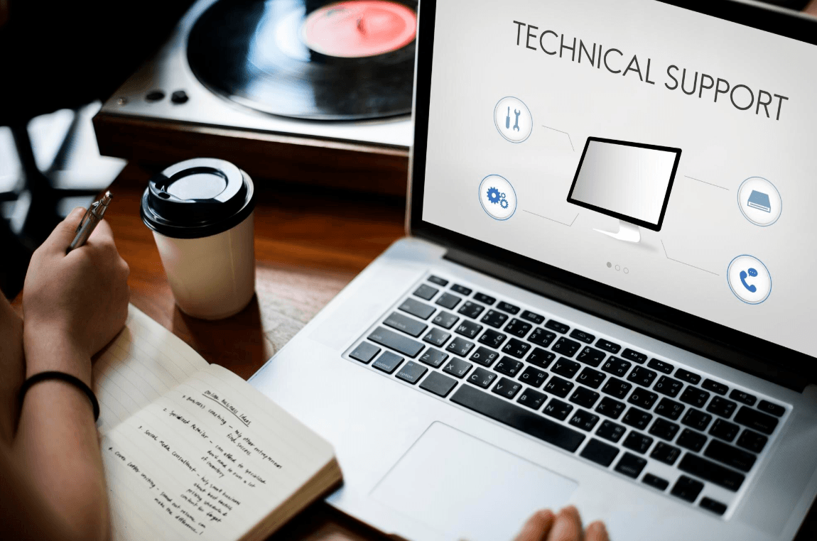 bilde av en pc-skjerm med technical support